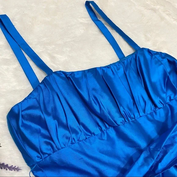 NEW Tahari ASL Sleeveless Blue Silk Cocktail Dress - Picture 4 of 8